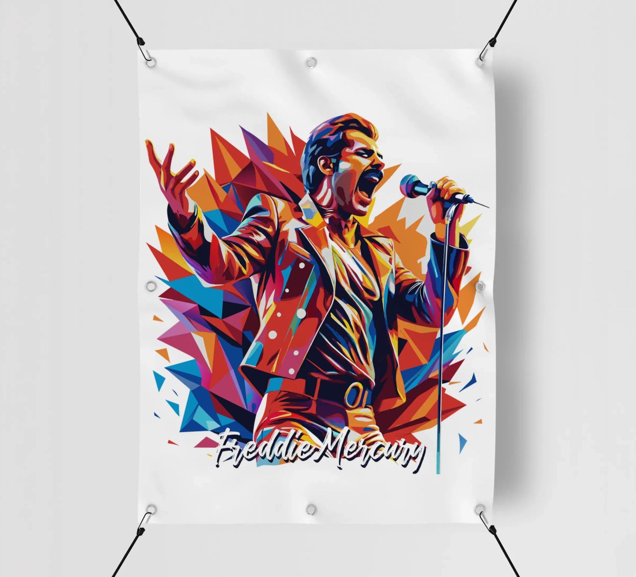 Freddie Mercury in WPAP Pop Art PVC Plane von vectorartnesia