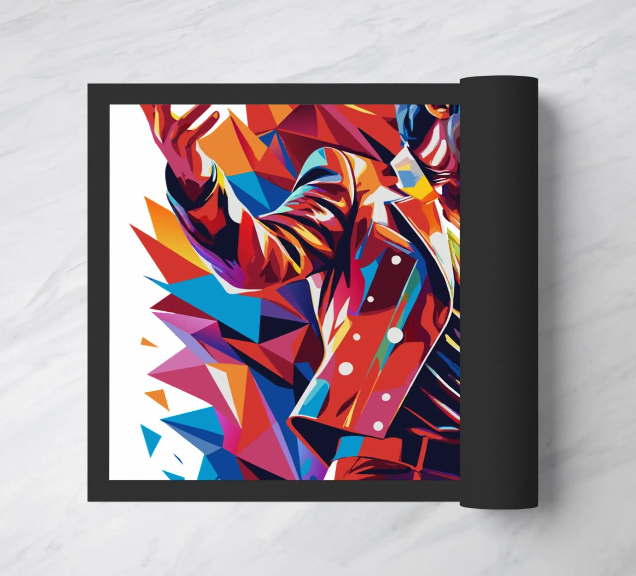 Freddie Mercury in WPAP Pop Art Fußmatte von vectorartnesia