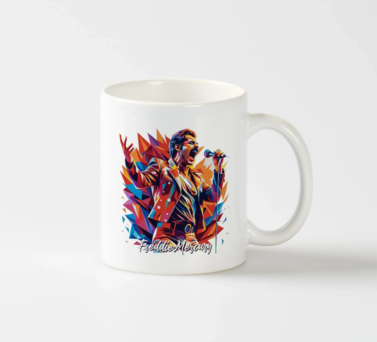 Freddie Mercury in WPAP Pop Art Keramik Tasse von vectorartnesia