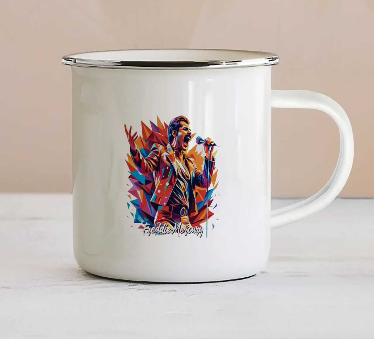 Freddie Mercury in WPAP Pop Art tazza in smalto da vectorartnesia