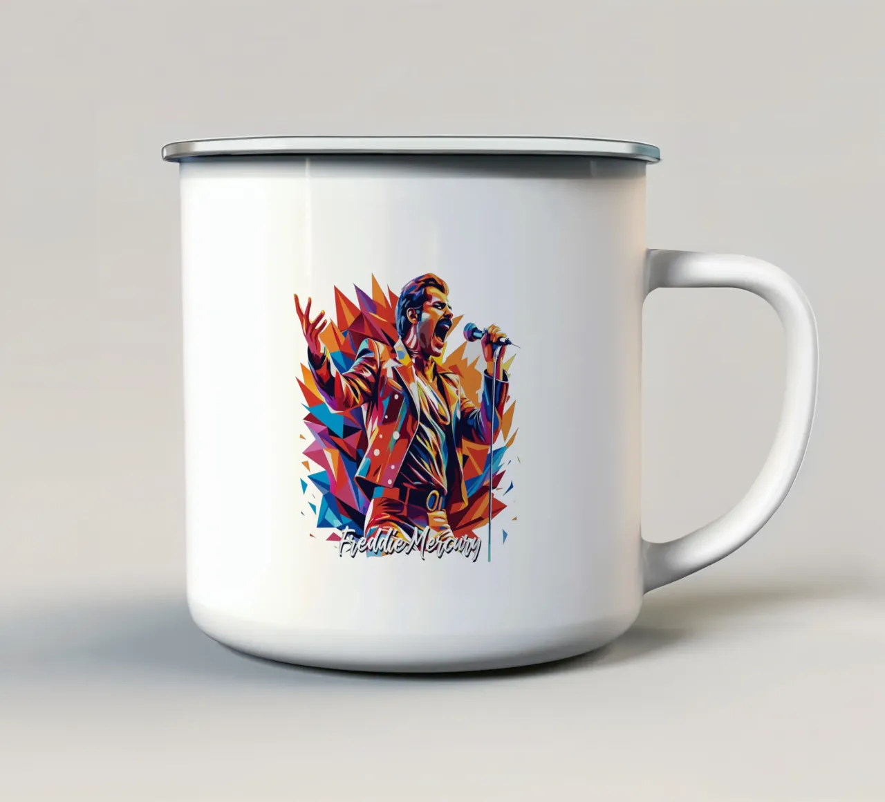 Freddie Mercury in WPAP Pop Art tazza in smalto da vectorartnesia