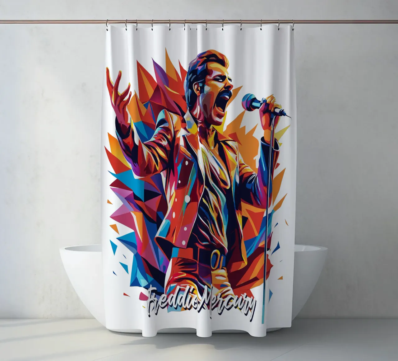 Freddie Mercury in WPAP Pop Art tenda da doccia da vectorartnesia