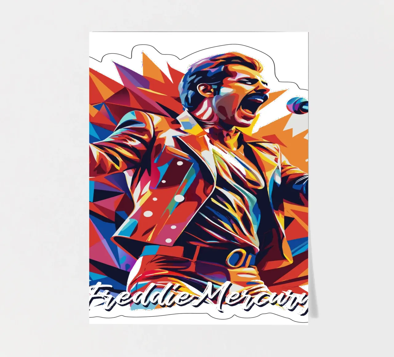 Freddie Mercury in WPAP Pop Art foglio adesivo da vectorartnesia