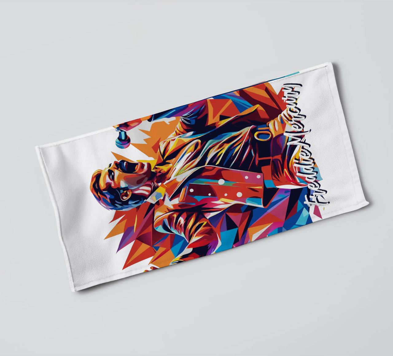Freddie Mercury in WPAP Pop Art Handtuch von vectorartnesia