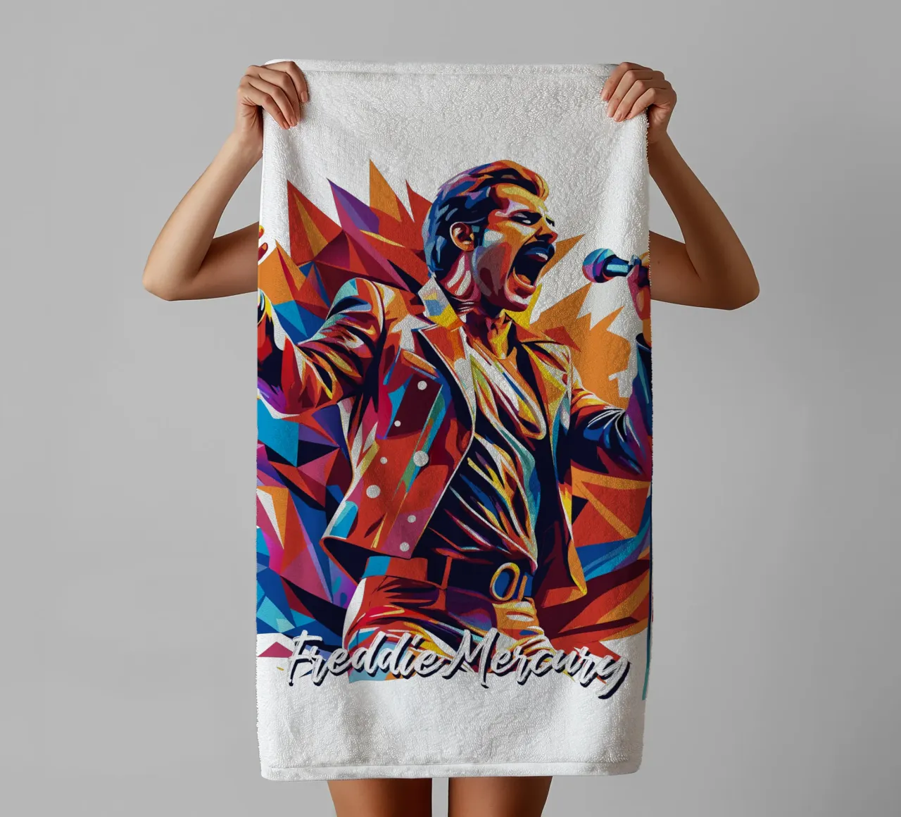 Freddie Mercury in WPAP Pop Art asciugamano da bagno da vectorartnesia