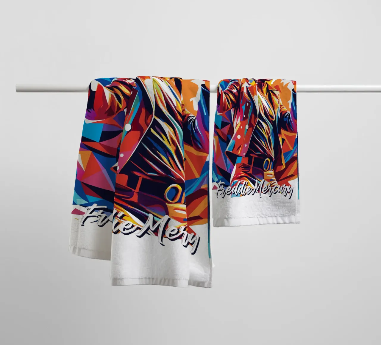 Freddie Mercury in WPAP Pop Art asciugamano da bagno da vectorartnesia