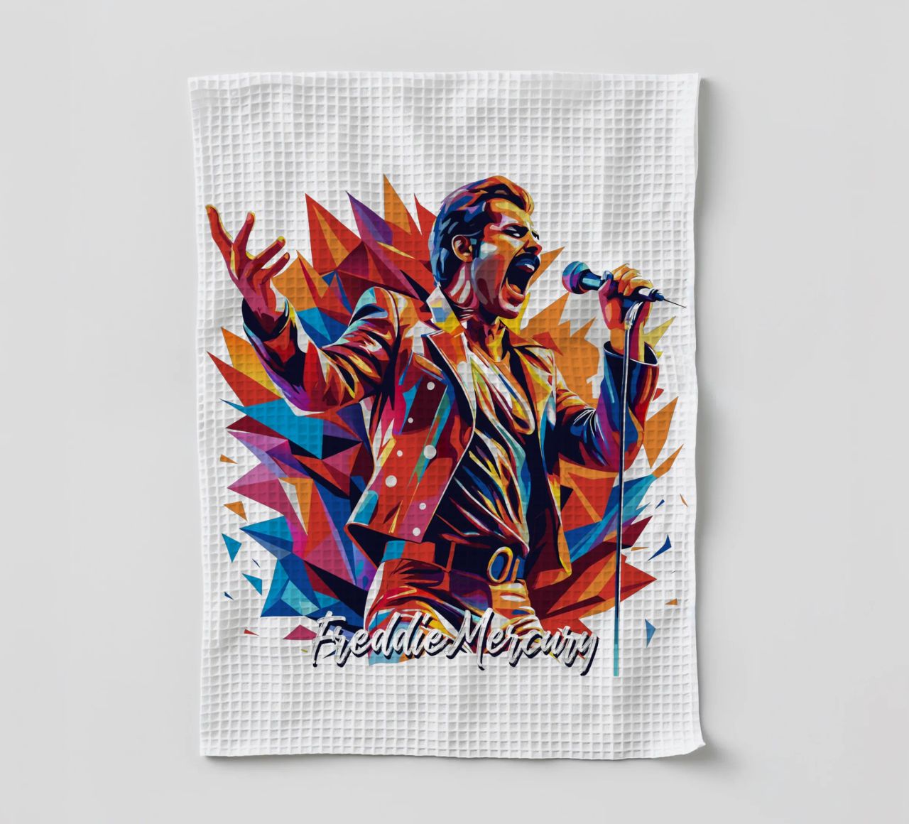Freddie Mercury in WPAP Pop Art Geschirrtuch von vectorartnesia