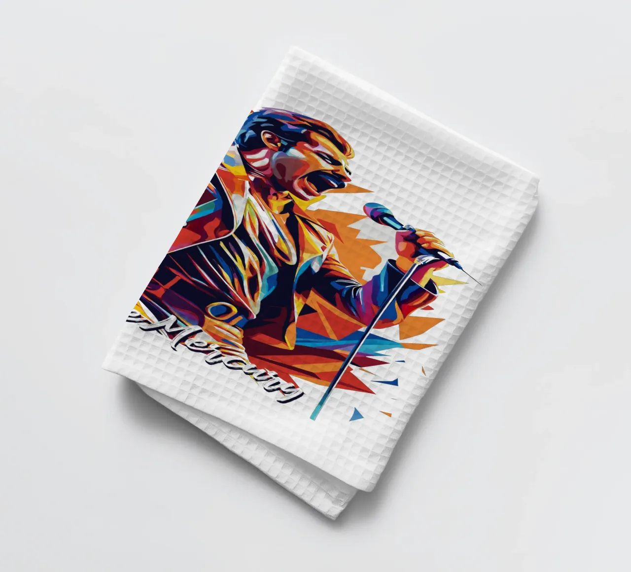 Freddie Mercury in WPAP Pop Art torchon de vectorartnesia