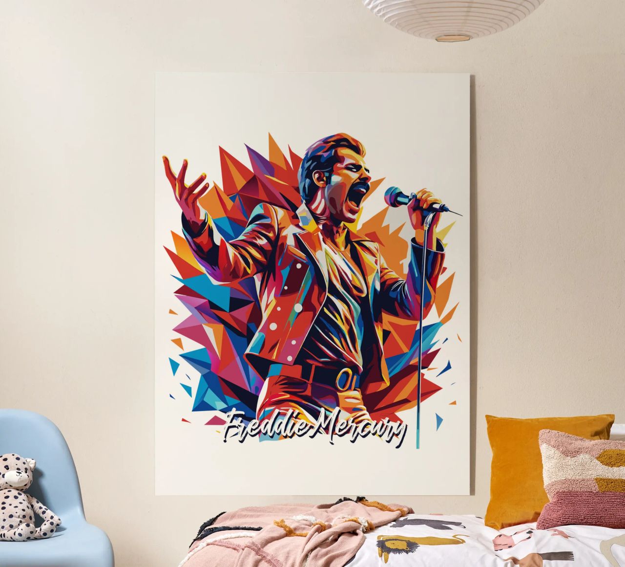 Freddie Mercury in WPAP Pop Art Acryl-Glas von vectorartnesia
