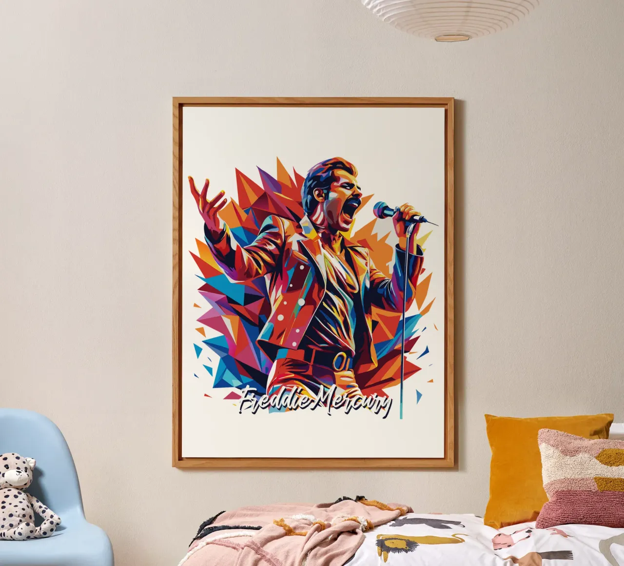 Freddie Mercury in WPAP Pop Art alluminio dibond da vectorartnesia