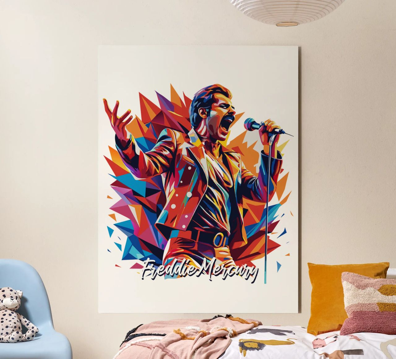 Freddie Mercury in WPAP Pop Art Alu-Dibond von vectorartnesia