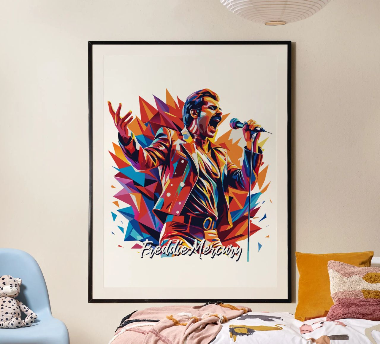 Freddie Mercury in WPAP Pop Art Poster von vectorartnesia