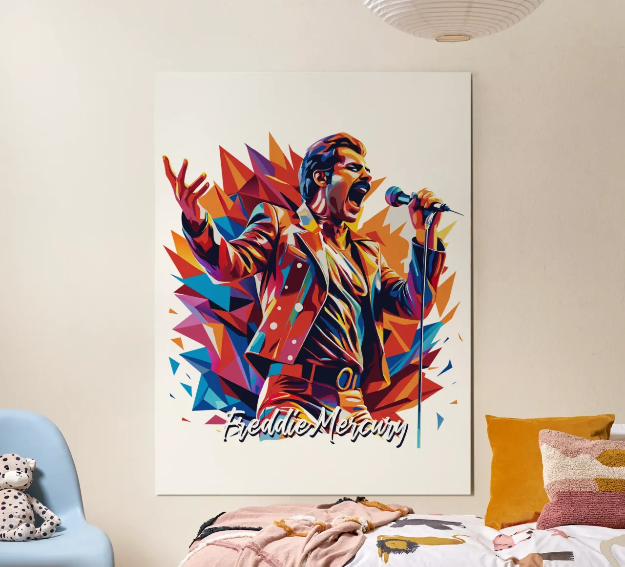 Freddie Mercury in WPAP Pop Art carta hahnemühle da vectorartnesia