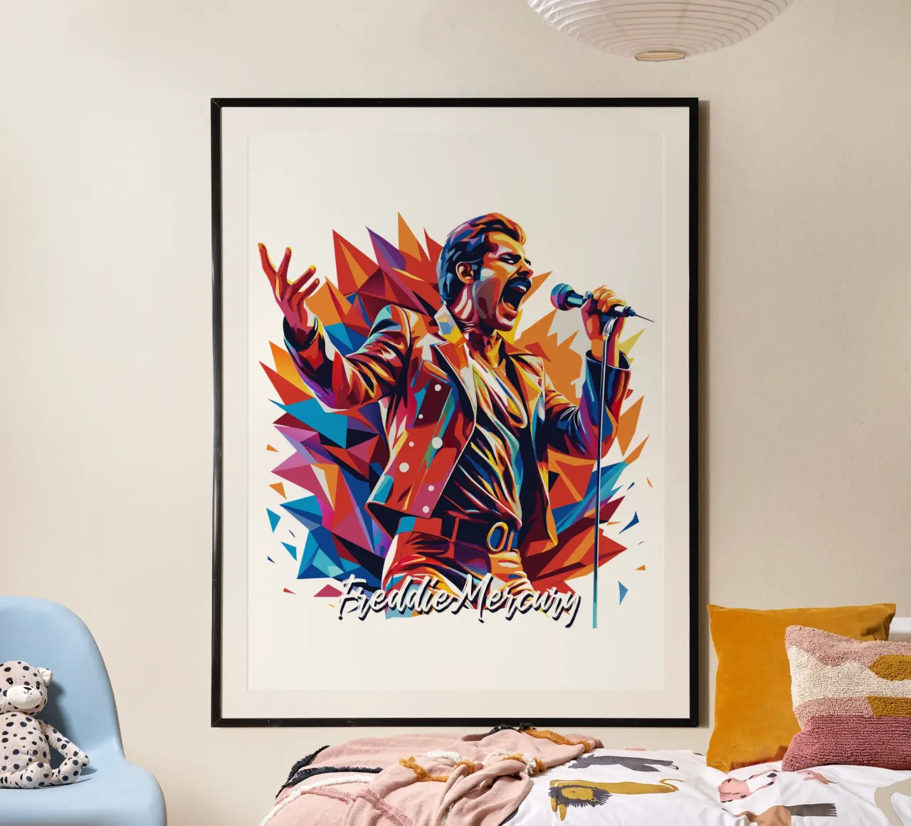 Freddie Mercury in WPAP Pop Art carta hahnemühle da vectorartnesia
