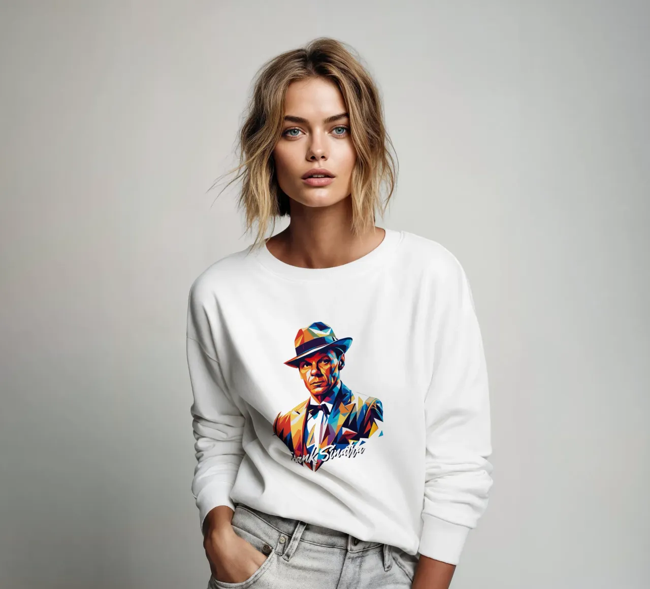 Frank Sinatra Portrait in WPAP Pop Art Sweatshirt von vectorartnesia