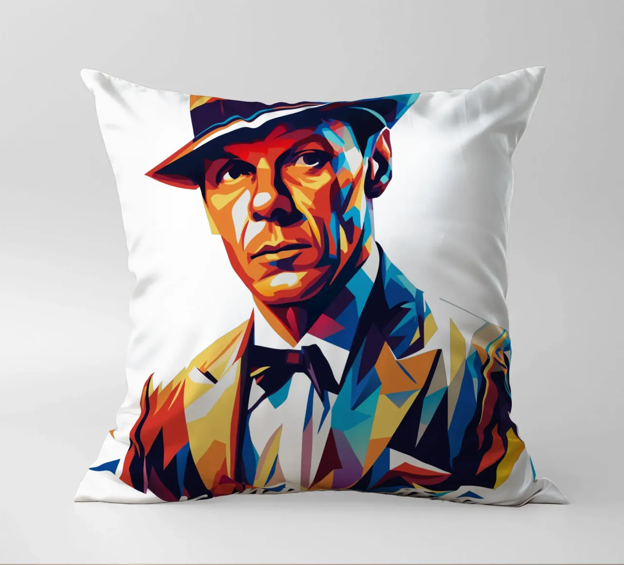 Frank Sinatra Portrait in WPAP Pop Art Kissen von vectorartnesia