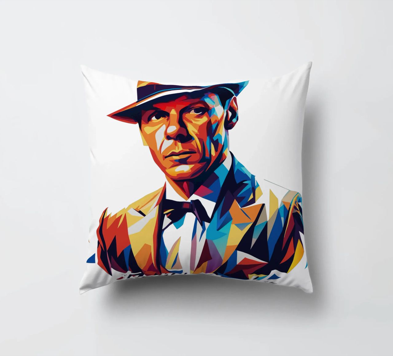 Frank Sinatra Portrait in WPAP Pop Art cuscino da vectorartnesia