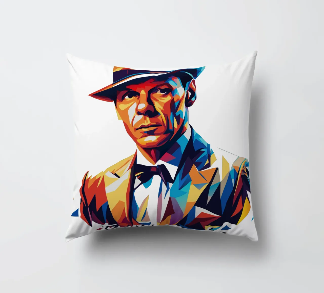 Frank Sinatra Portrait in WPAP Pop Art cojín de vectorartnesia
