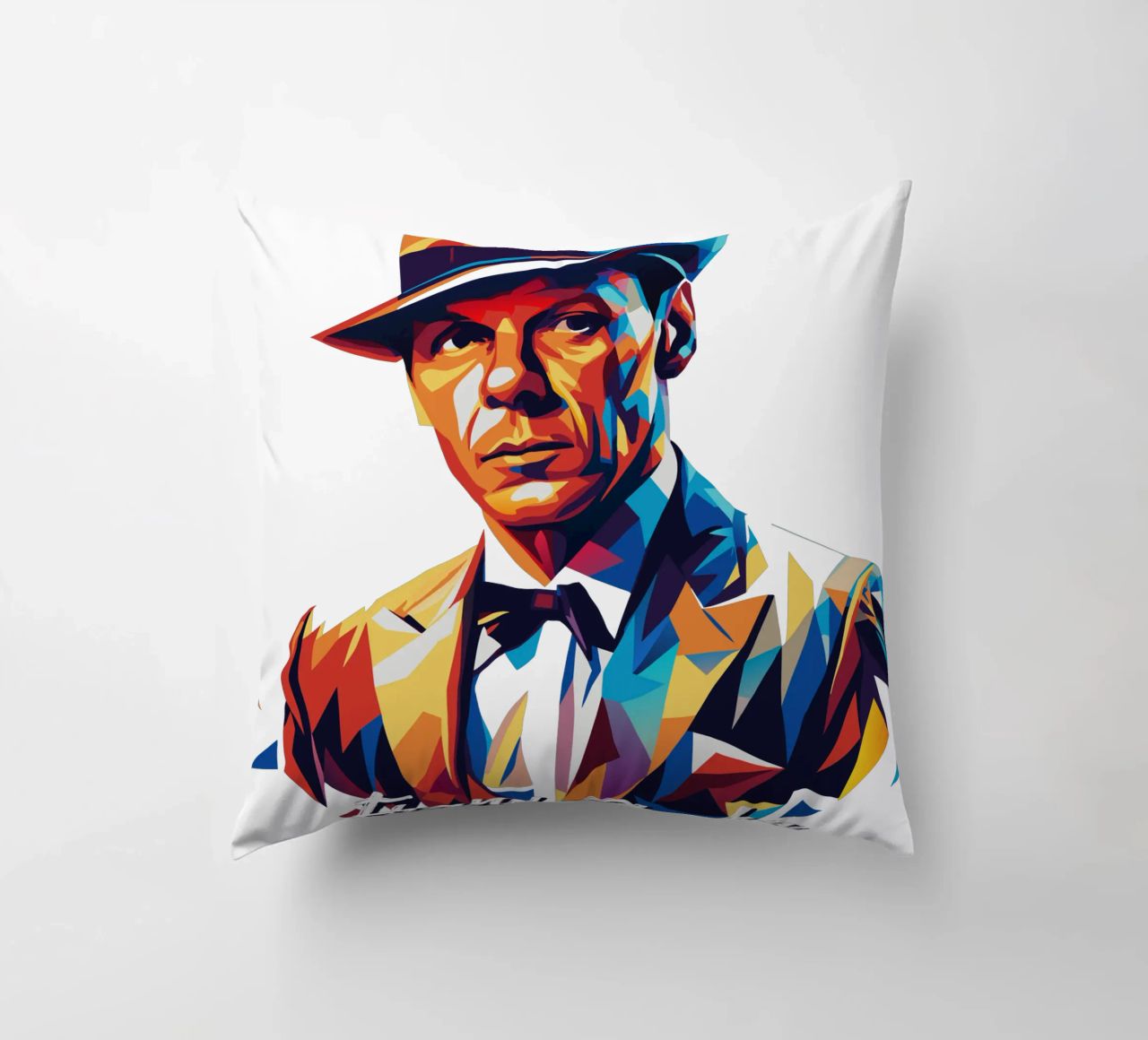 Frank Sinatra Portrait in WPAP Pop Art cuscino da vectorartnesia