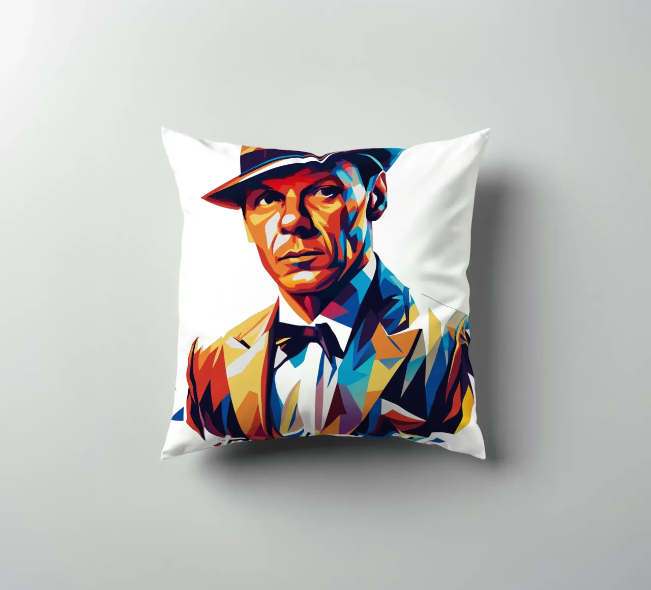 Frank Sinatra Portrait in WPAP Pop Art Kissen von vectorartnesia