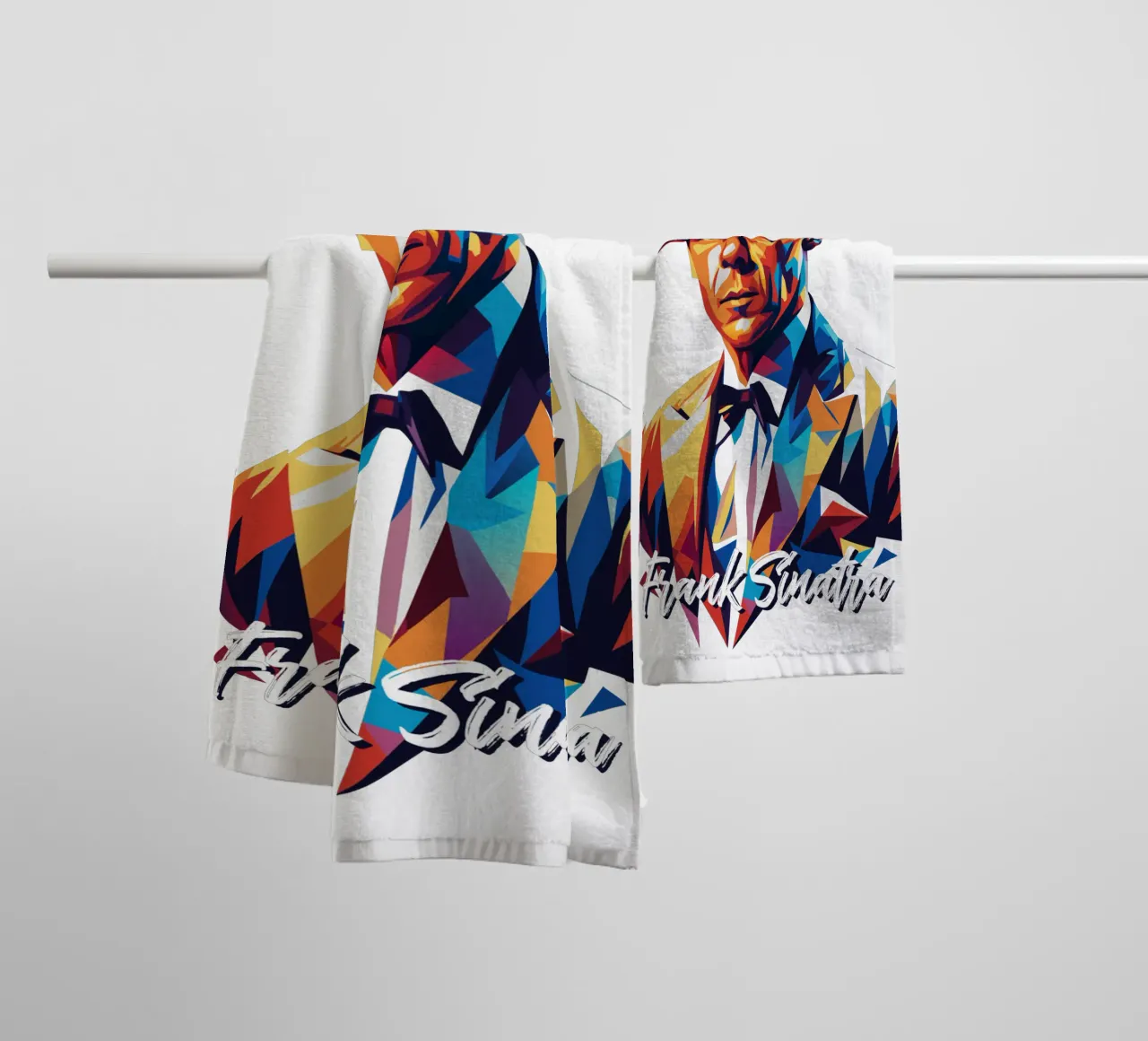 Frank Sinatra Portrait in WPAP Pop Art toalla de baño de vectorartnesia
