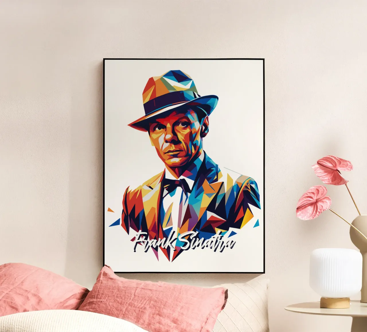 Frank Sinatra Portrait in WPAP Pop Art metacrilato de vectorartnesia