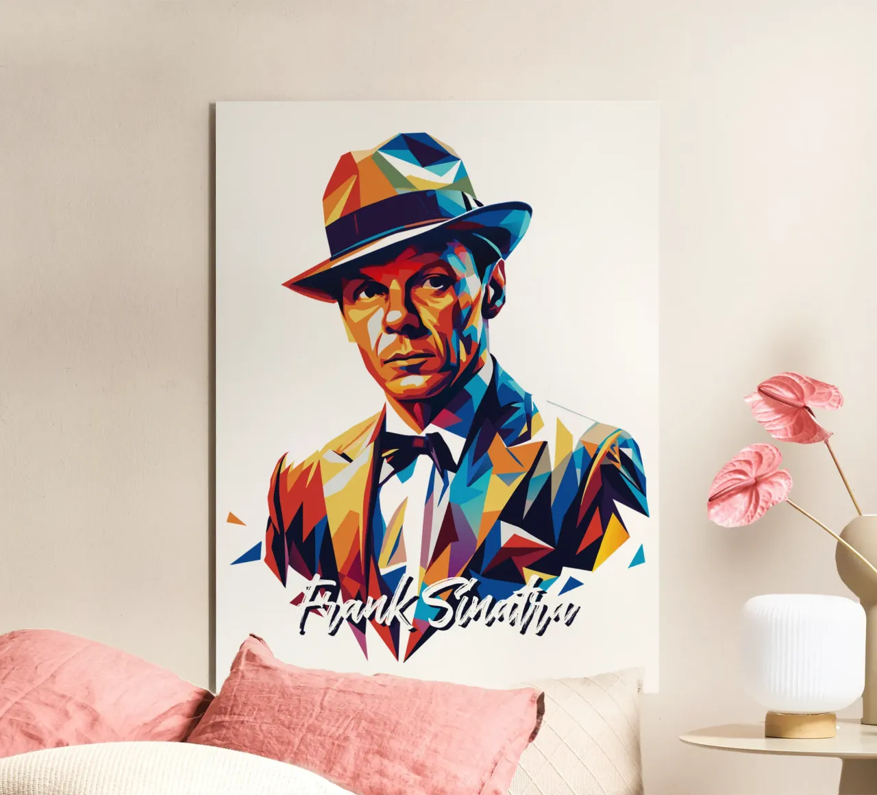 Frank Sinatra Portrait in WPAP Pop Art alluminio dibond da vectorartnesia