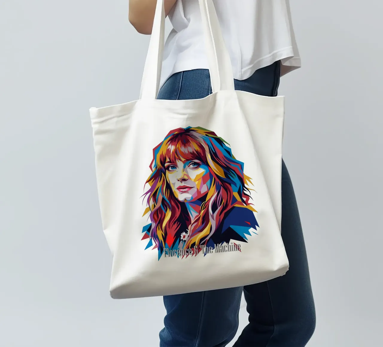 Florence and The Machine in WPAP Pop Art Jutebeutel von vectorartnesia