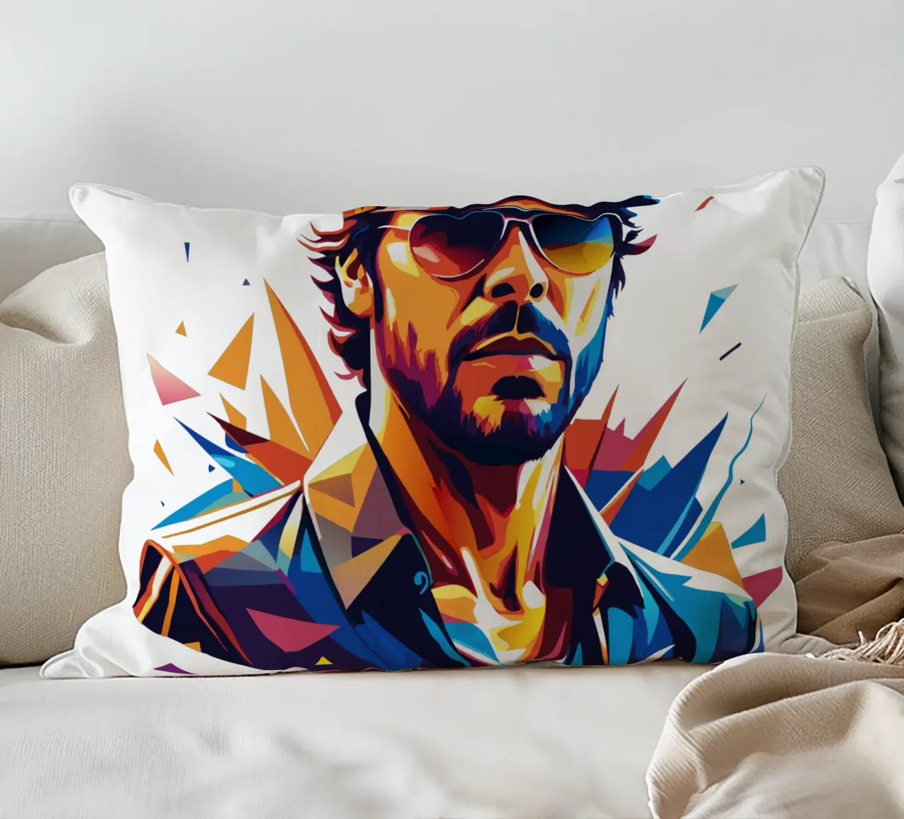 Enrique Iglesias Portrait in WPAP Pop Art cuscino da vectorartnesia