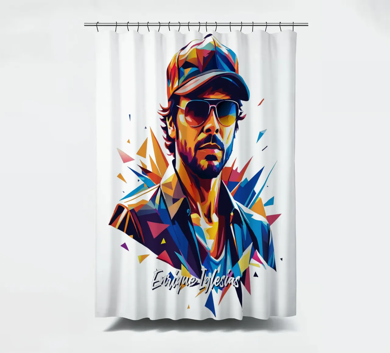 Enrique Iglesias Portrait in WPAP Pop Art tenda da doccia da vectorartnesia