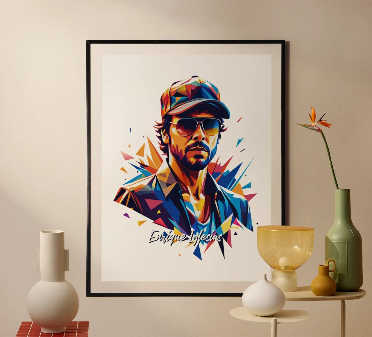 Enrique Iglesias Portrait in WPAP Pop Art carta hahnemühle da vectorartnesia