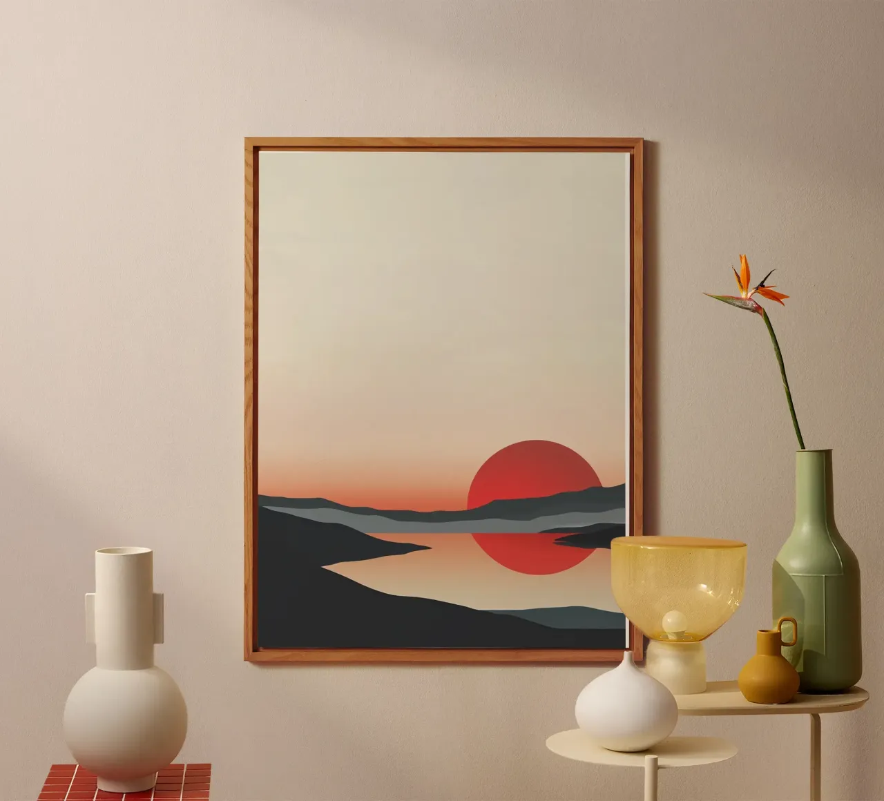 Paesaggio minimalista rosso e nero alluminio dibond da pixel