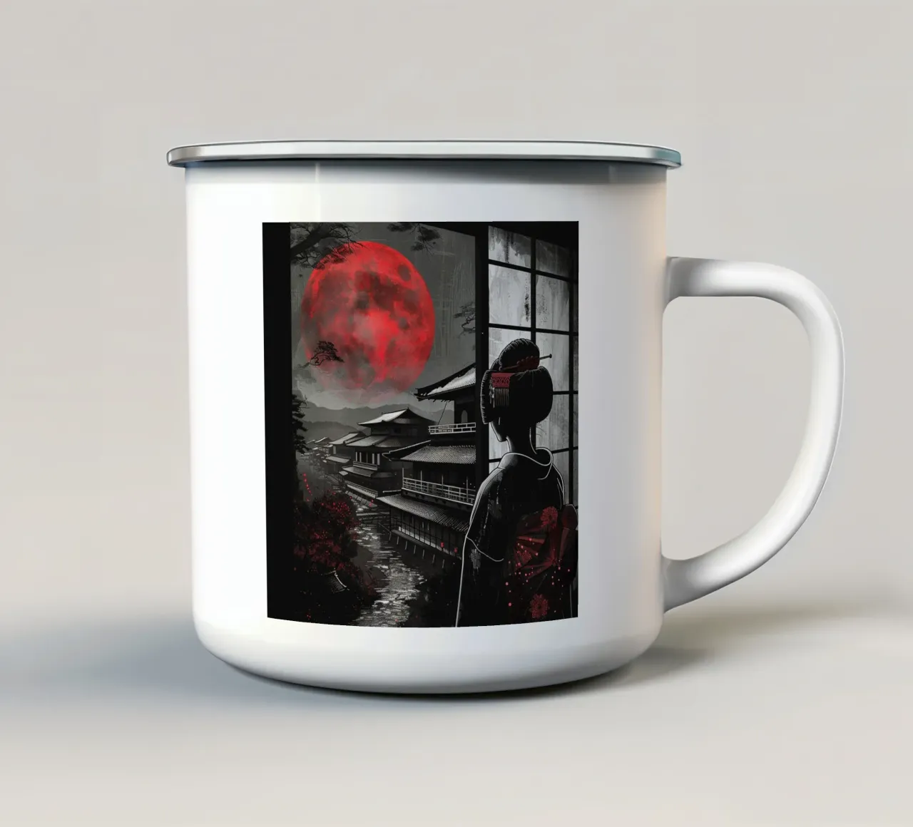 Giappone oscuro tazza in smalto da pixel