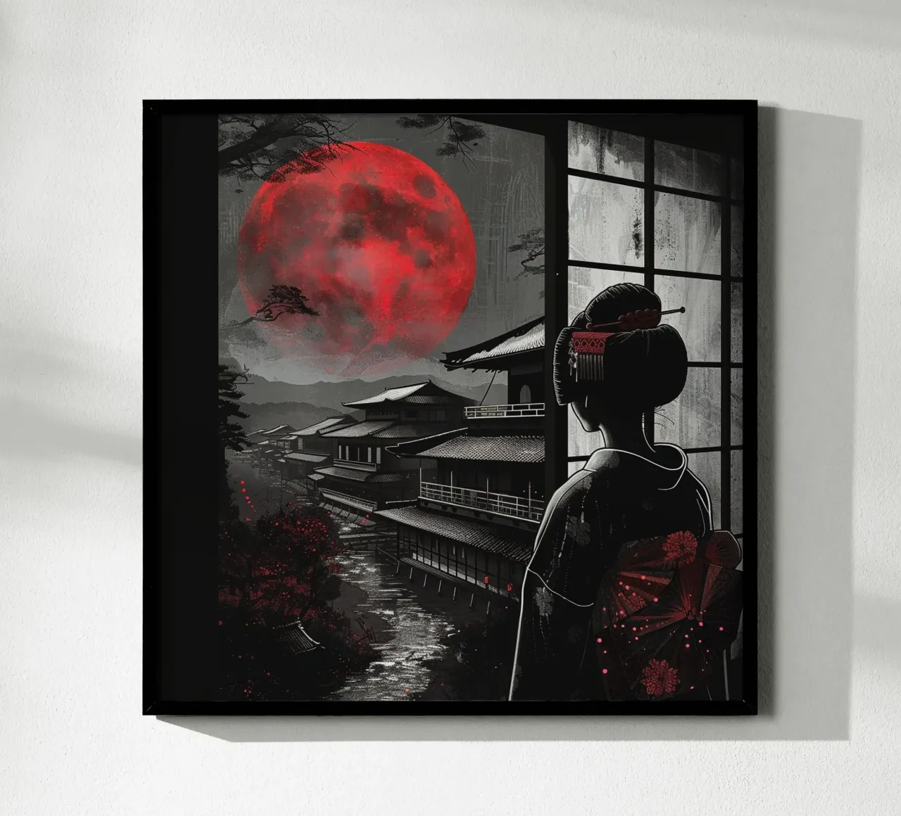 Giappone oscuro poster con telaio in alluminio da pixel