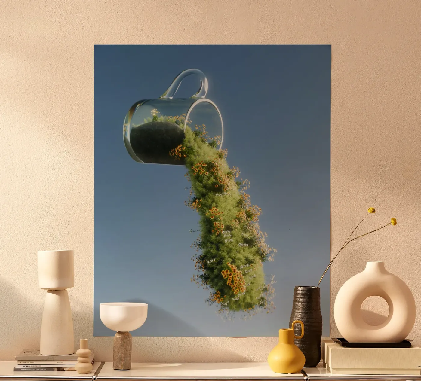 flower flow from cup poster da juli