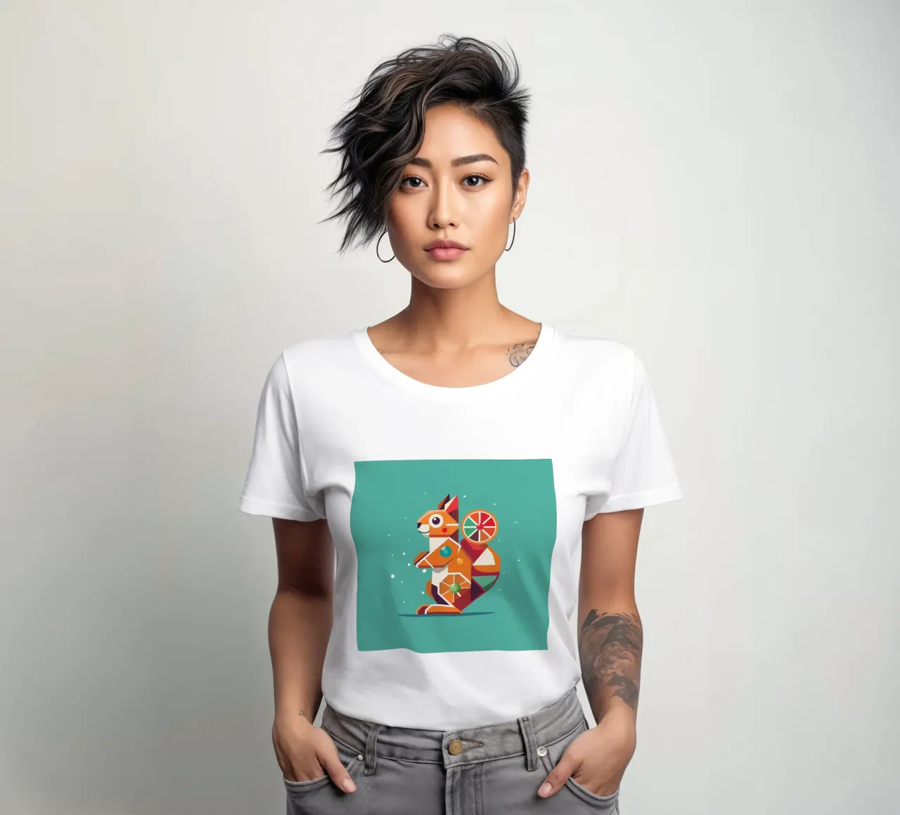 Ardilla geométrica - Un colorido centro de atención camiseta de mujer de namosh