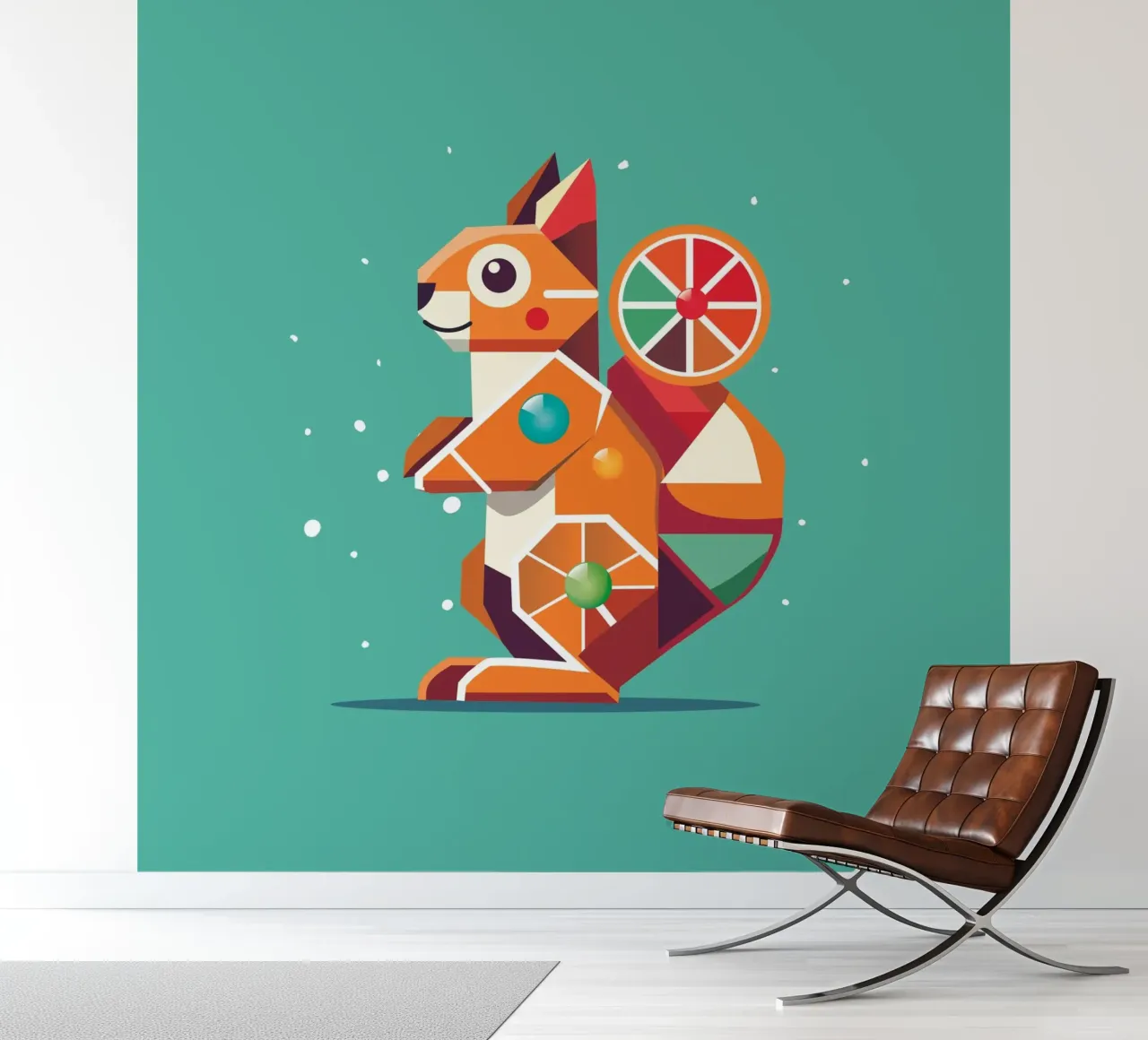 Scoiattolo geometrico - Un colorato richiamo per gli occhi carta da parati fotografica da namosh