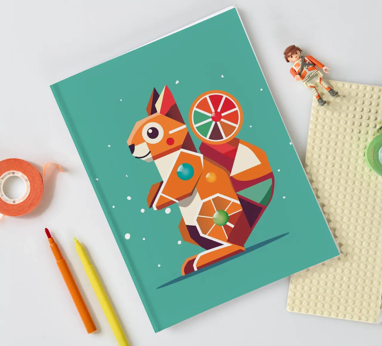 Geometric squirrel - A colourful eye-catcher notebook by namosh