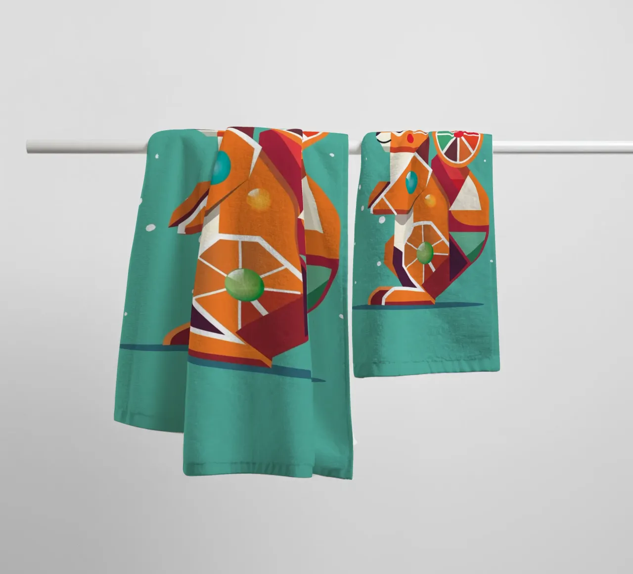 Scoiattolo geometrico - Un colorato richiamo per gli occhi asciugamano da bagno da namosh