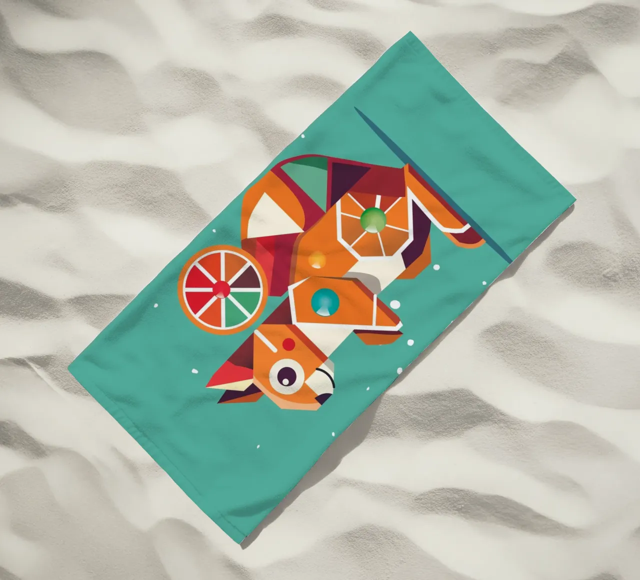 Scoiattolo geometrico - Un colorato richiamo per gli occhi telo mare da namosh