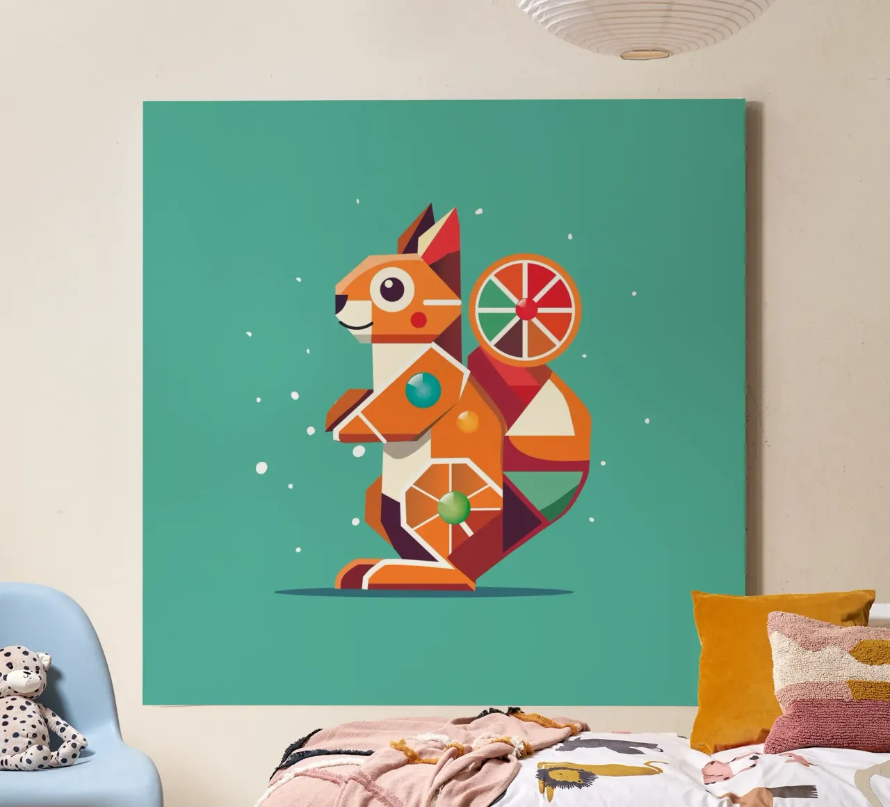 Geometric squirrel - A colourful eye-catcher canvas with Floater frame by namosh