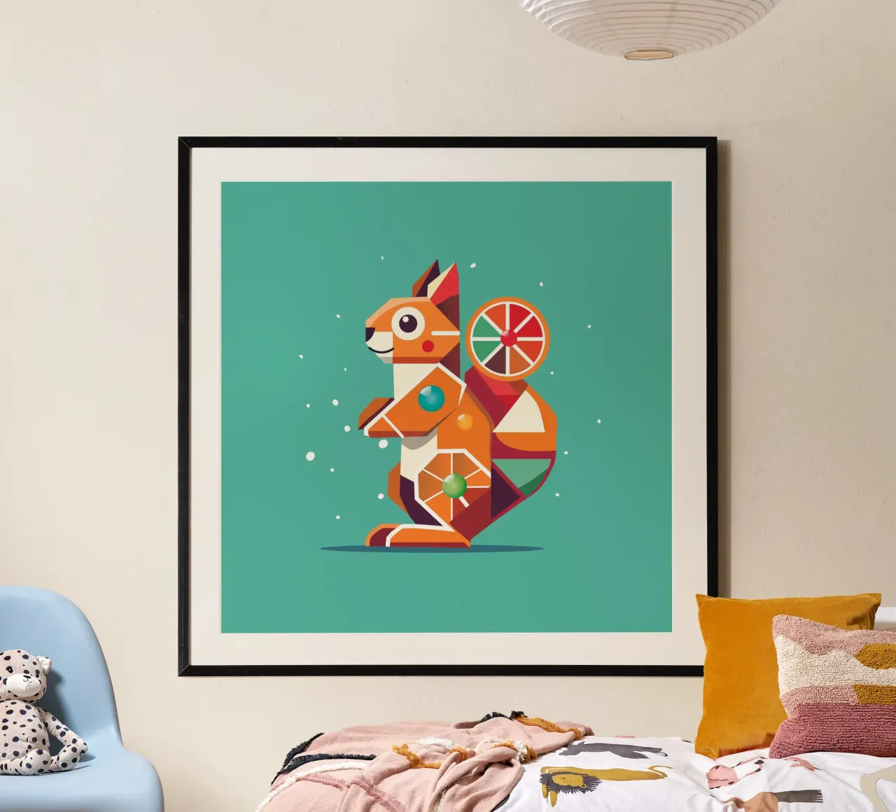 Scoiattolo geometrico - Un colorato richiamo per gli occhi carta hahnemühle da namosh