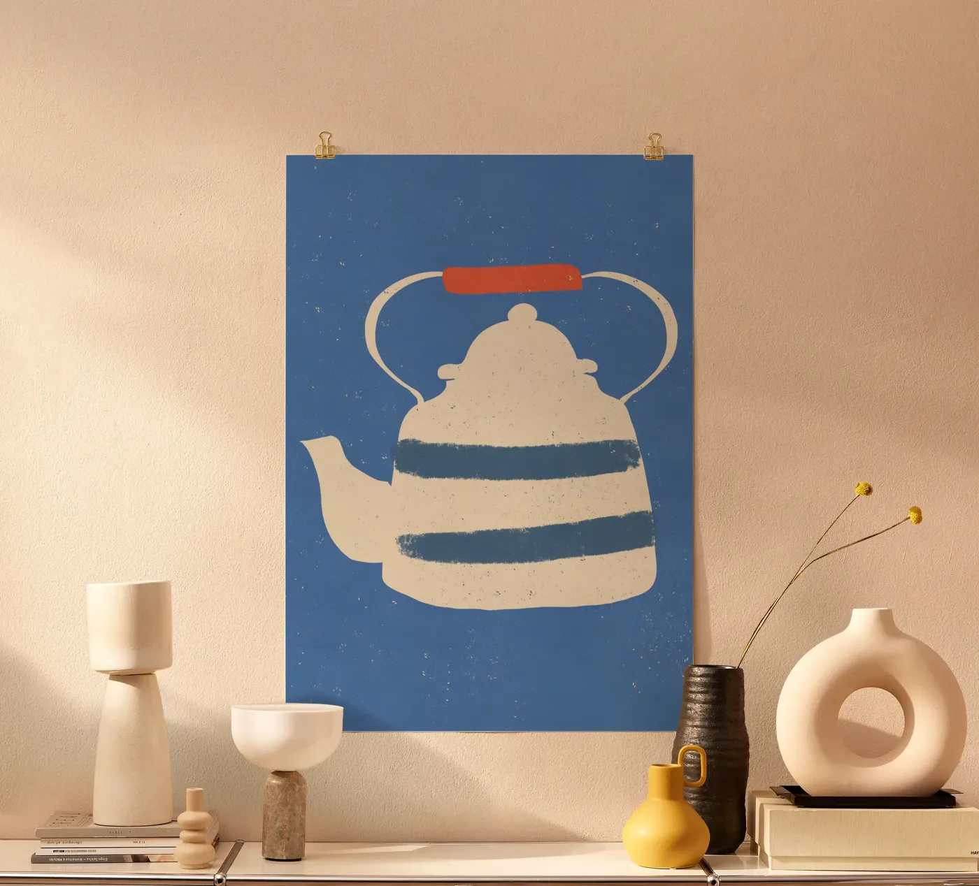 Striped Blue Kettle Poster von Nicolas
