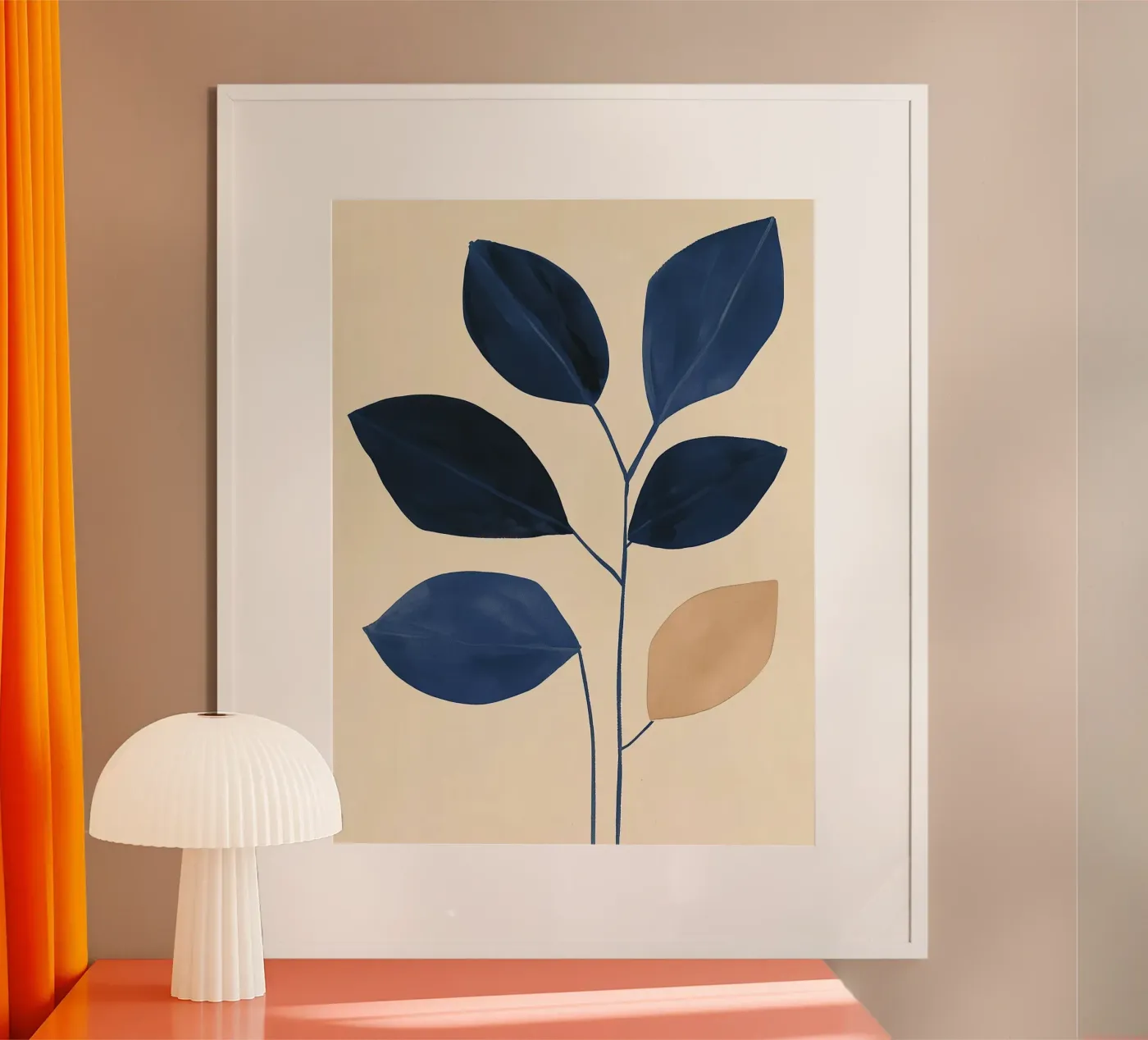 Minimal Blue Leaf Composition poster van Hugo