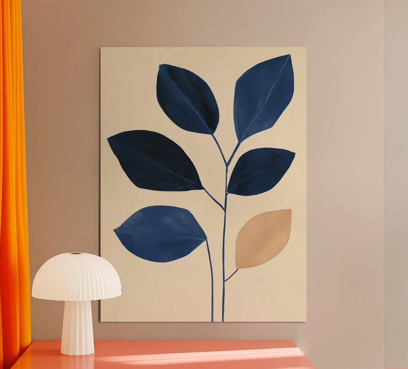 Minimal Blue Leaf Composition poster van Hugo