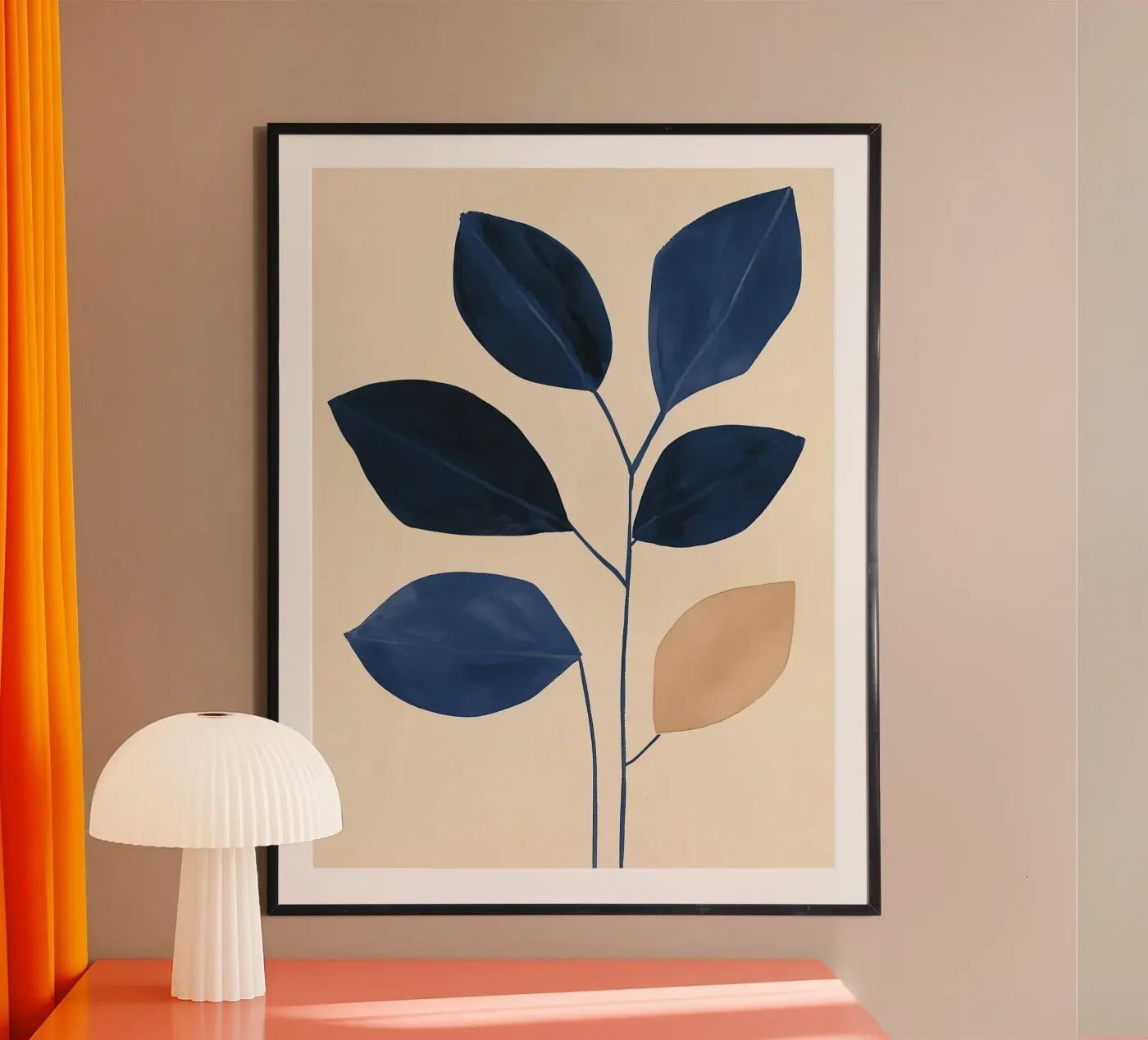 Minimal Blue Leaf Composition poster van Hugo