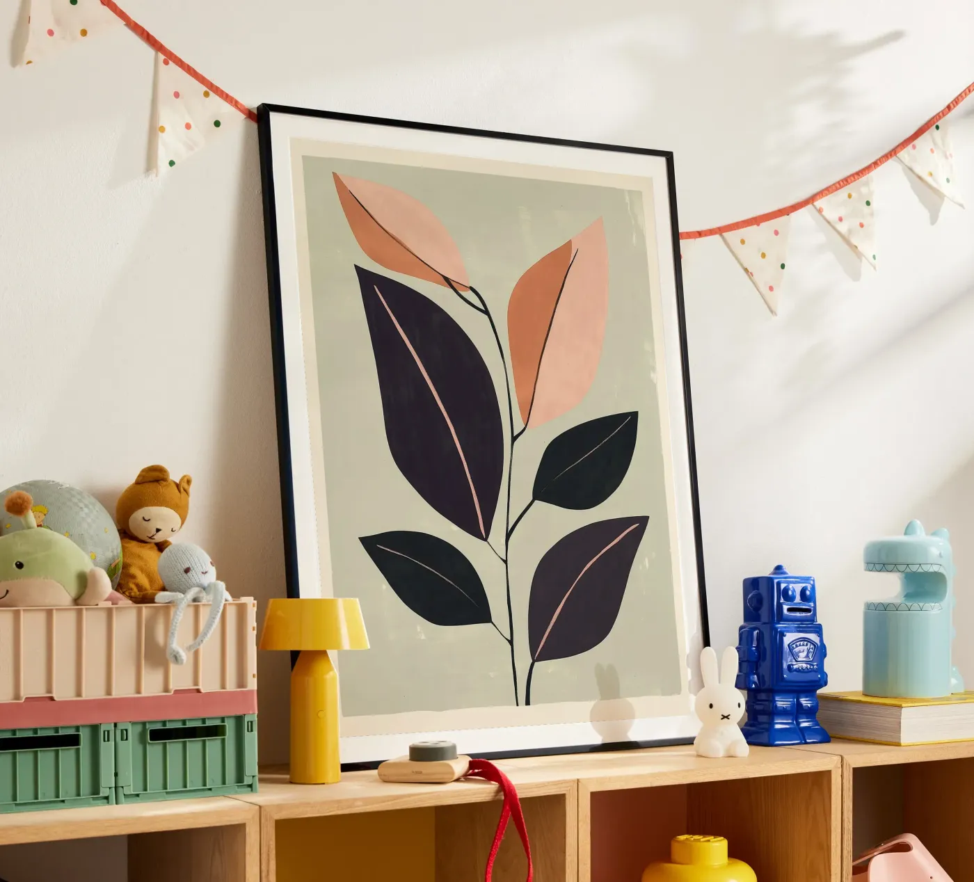 Soft Sage Botanical Leaf Study poster van Hugo