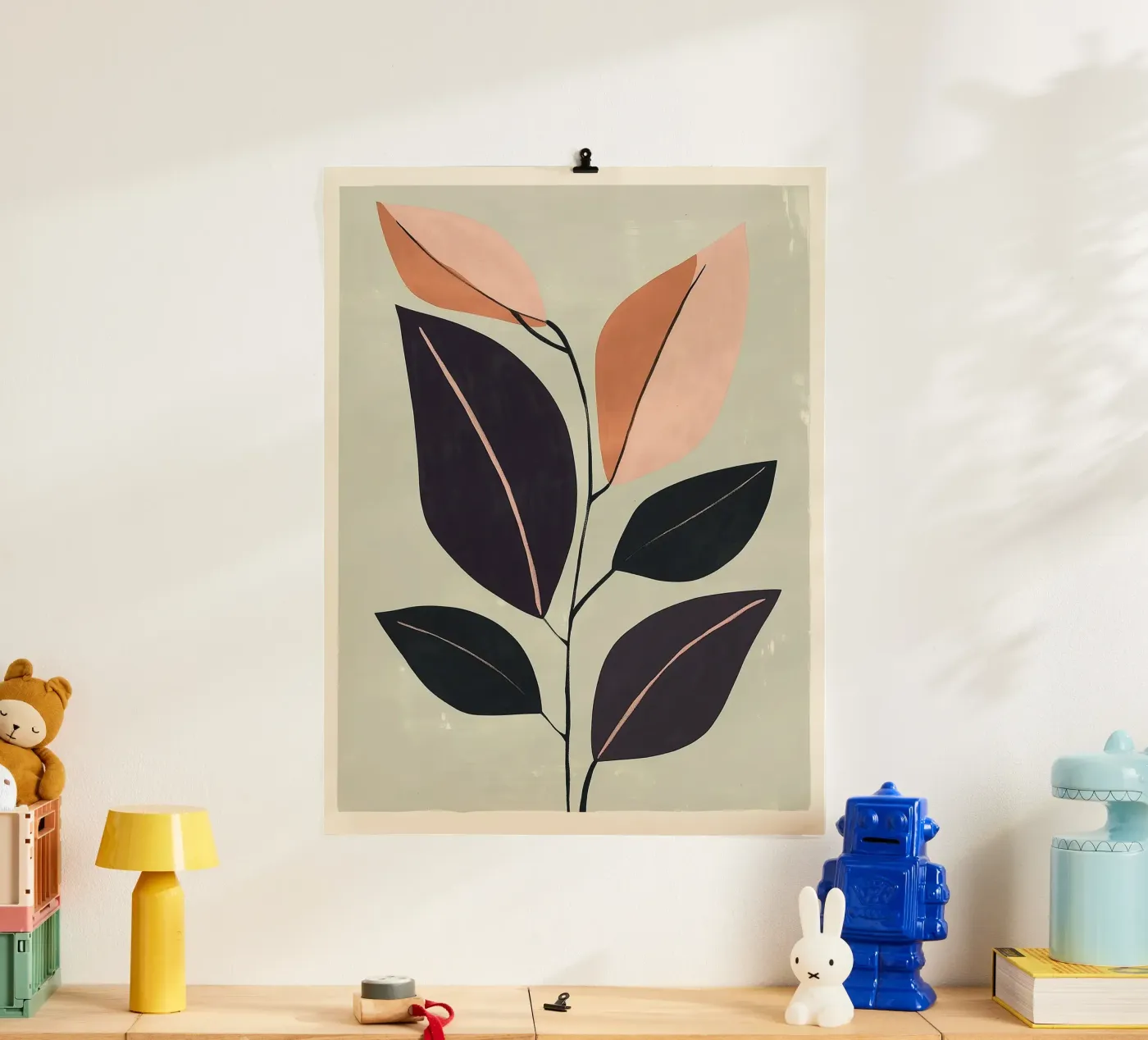 Soft Sage Botanical Leaf Study poster van Hugo