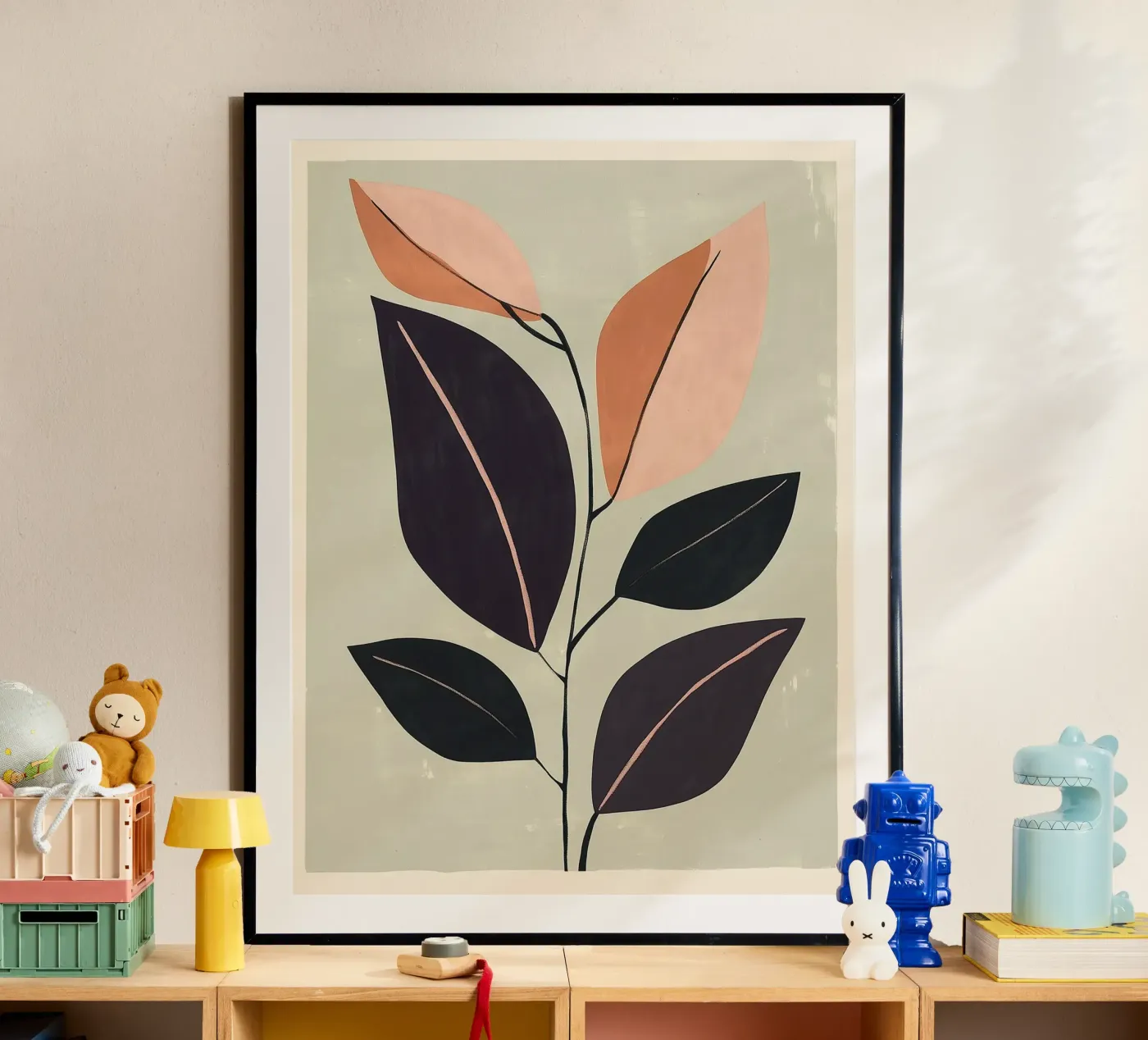 Soft Sage Botanical Leaf Study poster van Hugo