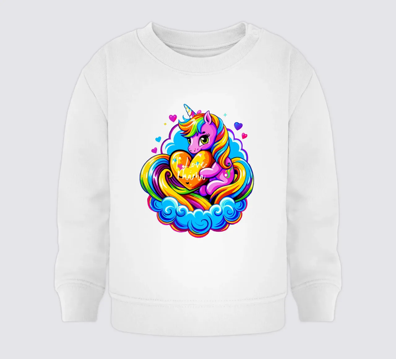 Cute Unicorn Hugging a Heart Pillow on a Cloud - Custom Text felpa neonato da Artnesia